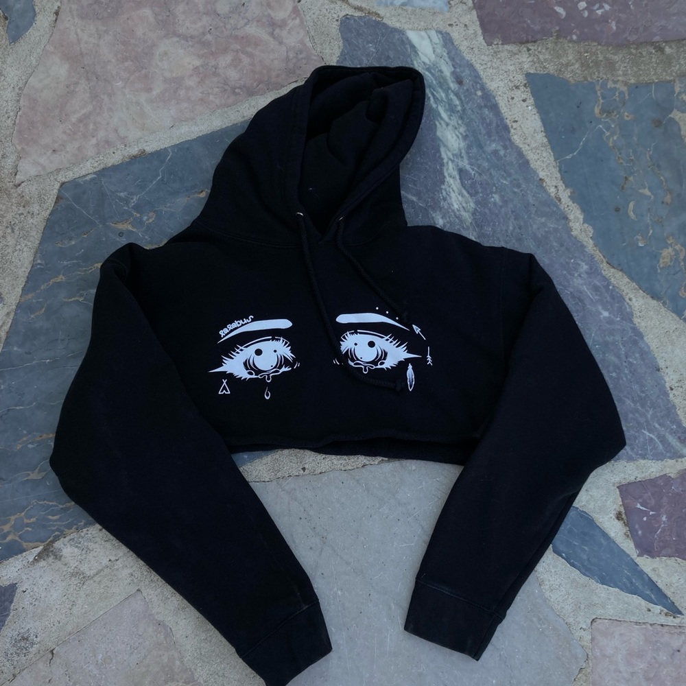 Cropped anime eyes hoodie